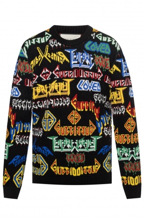 Sweter z wyszytym logo i napisami, zdjęcie 1 Sweter z wyszytym logo i napisami od Gucci